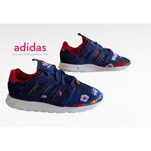 Adidas Rita Ora ZX 500 2.0 Floral Satin Sneakers Navy Red Women’s 6.5